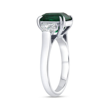 Uneek Precious Collection Three-Stone Emerald Cut Emerald Engagement Ring