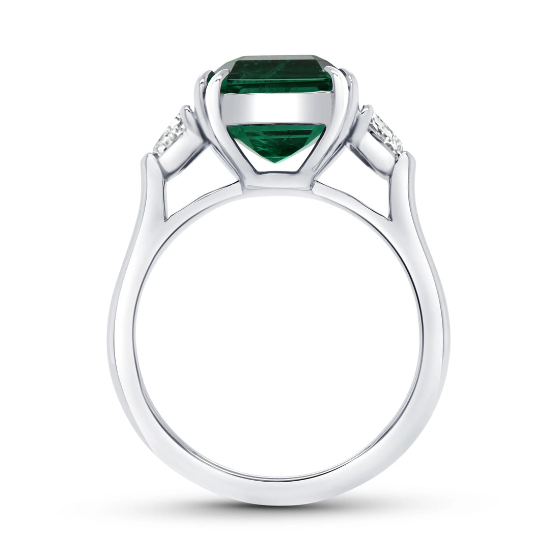 Uneek Precious Collection Three-Stone Emerald Cut Emerald Engagement Ring