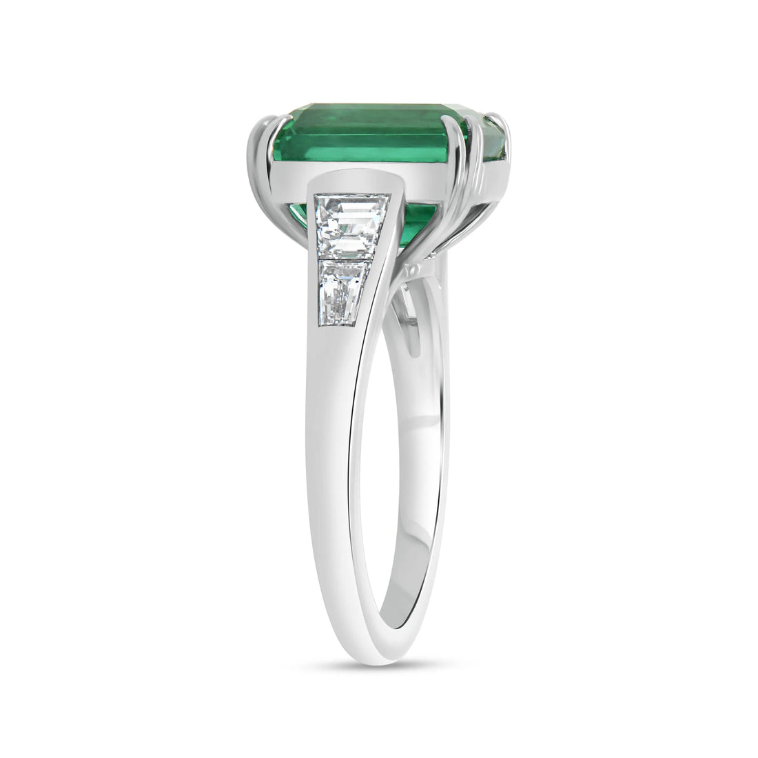 Uneek Precious Collection Tapered Emerald Cut Emerald Anniversary Ring