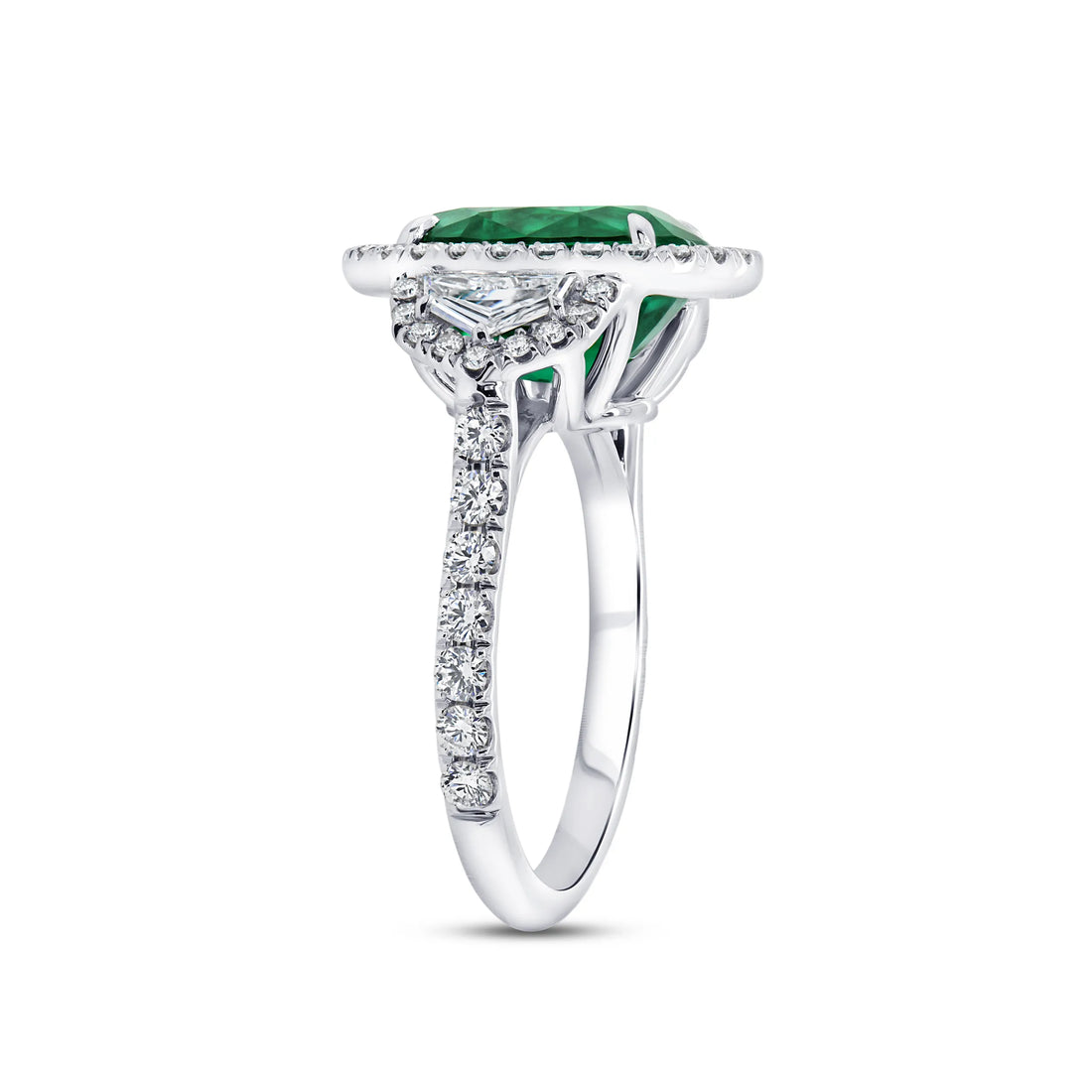 Uneek Precious Collection Halo Oval Shaped Green Diamond Engagement Ring
