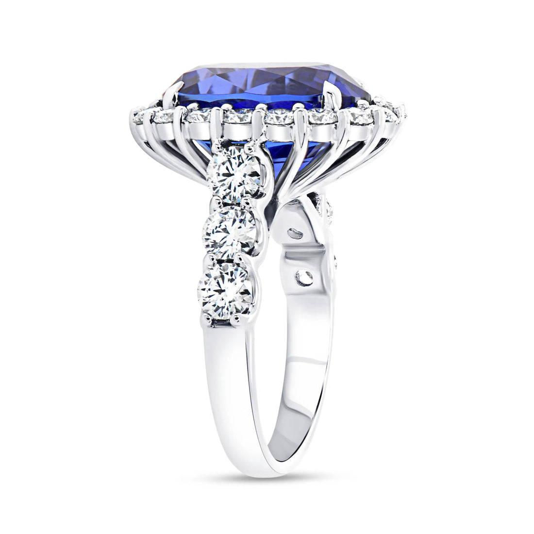 Uneek Precious Collection Halo Oval Shaped Tanzanite Engagement Ring