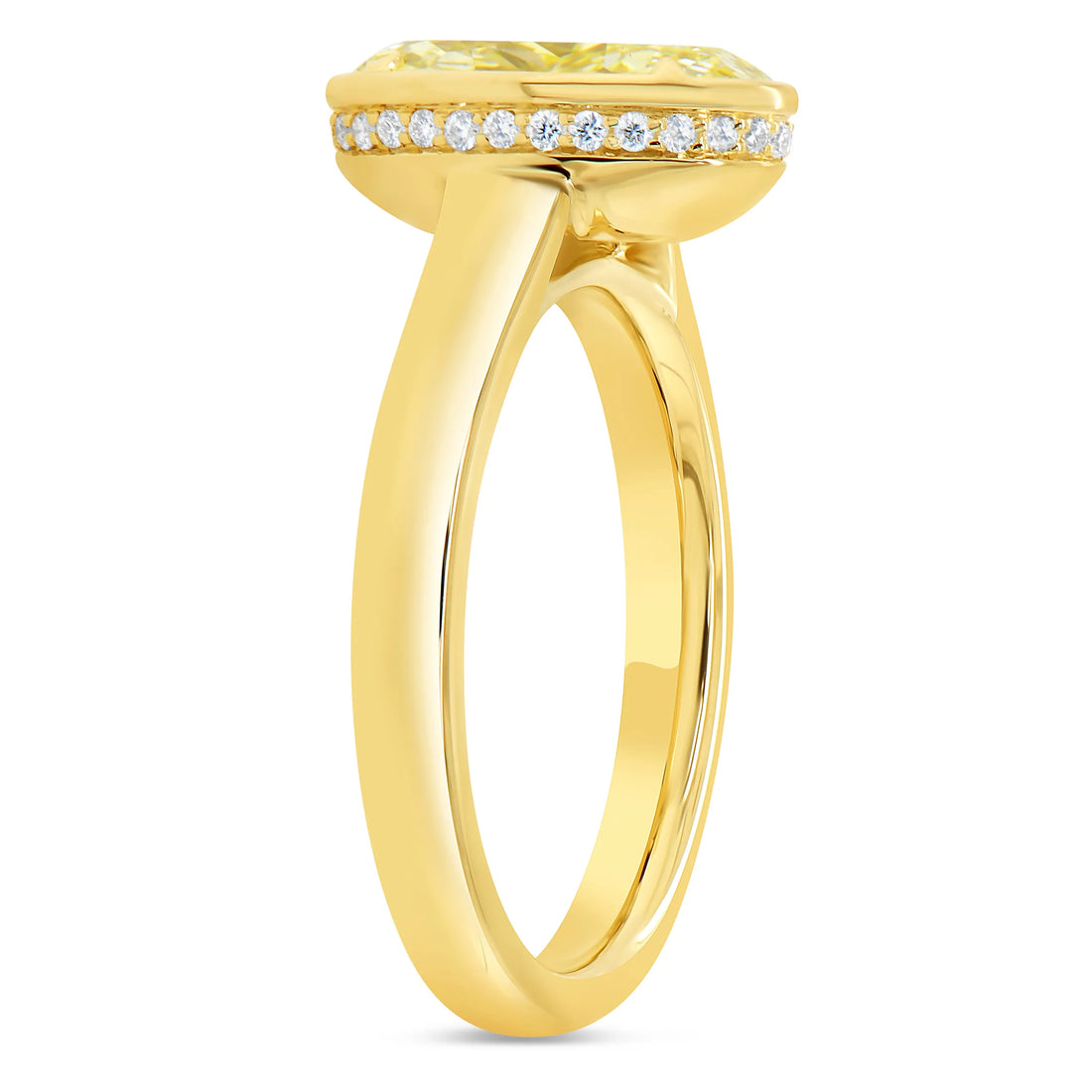 Uneek Alexandria Collection Solitaire Oval Shaped Fancy Yellow Diamond Engagement Ring