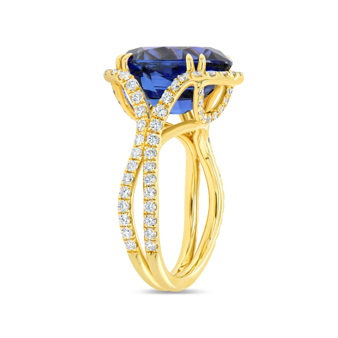 Uneek Precious Collection Halo Oval Shaped Tanzanite Engagement Ring