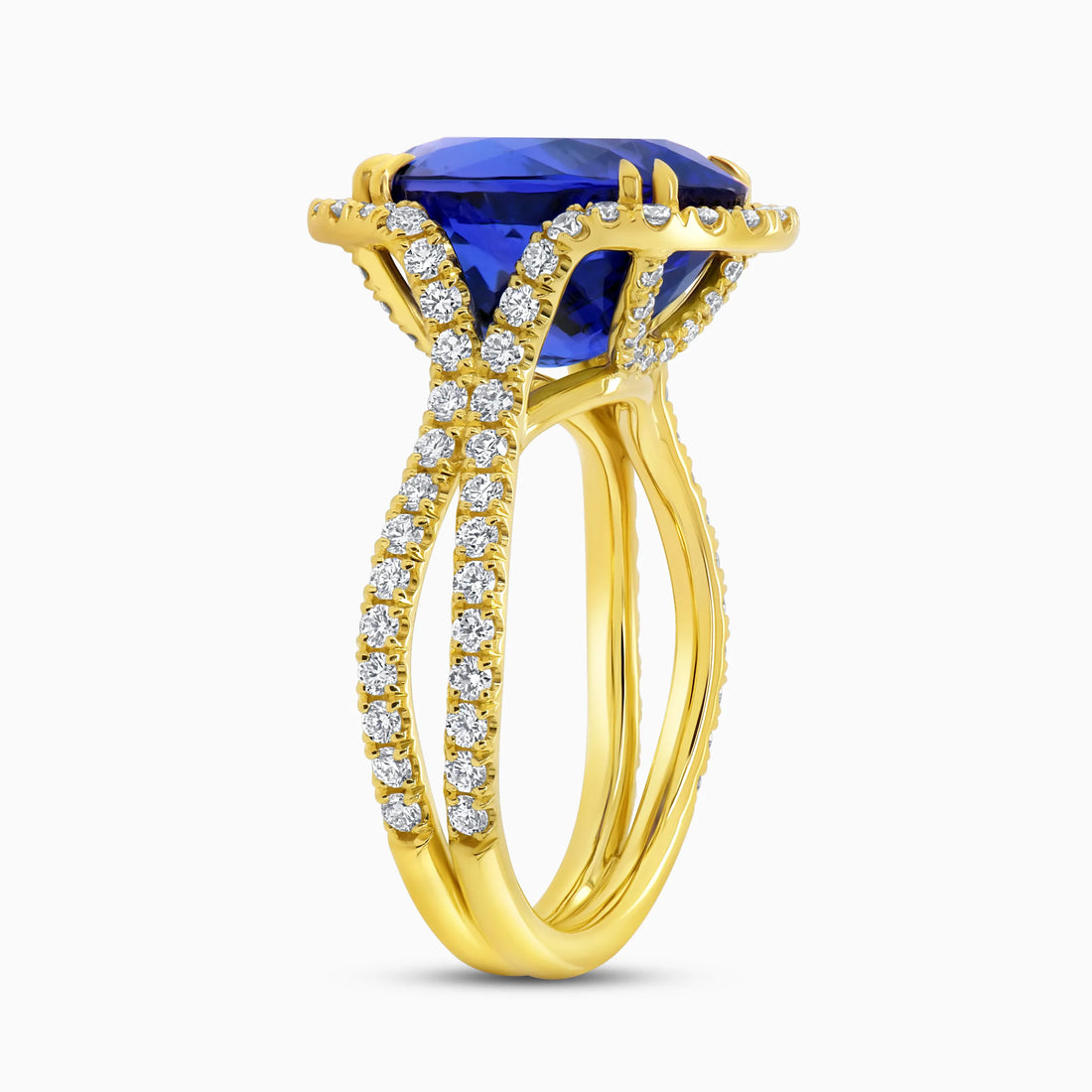 Uneek Precious Collection Halo Oval Shaped Tanzanite Engagement Ring