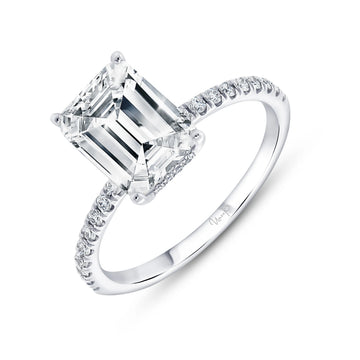 Uneek Timeless Collection Under-Halo Emerald Cut Engagement Ring