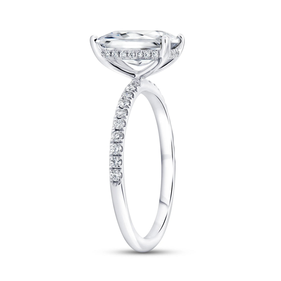 Uneek Timeless Collection Under-Halo Emerald Cut Engagement Ring