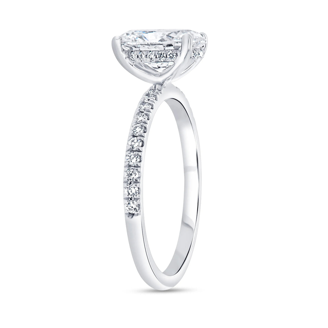 Uneek Signature Collection Under-Halo Oval Shaped Diamond Engagement Ring