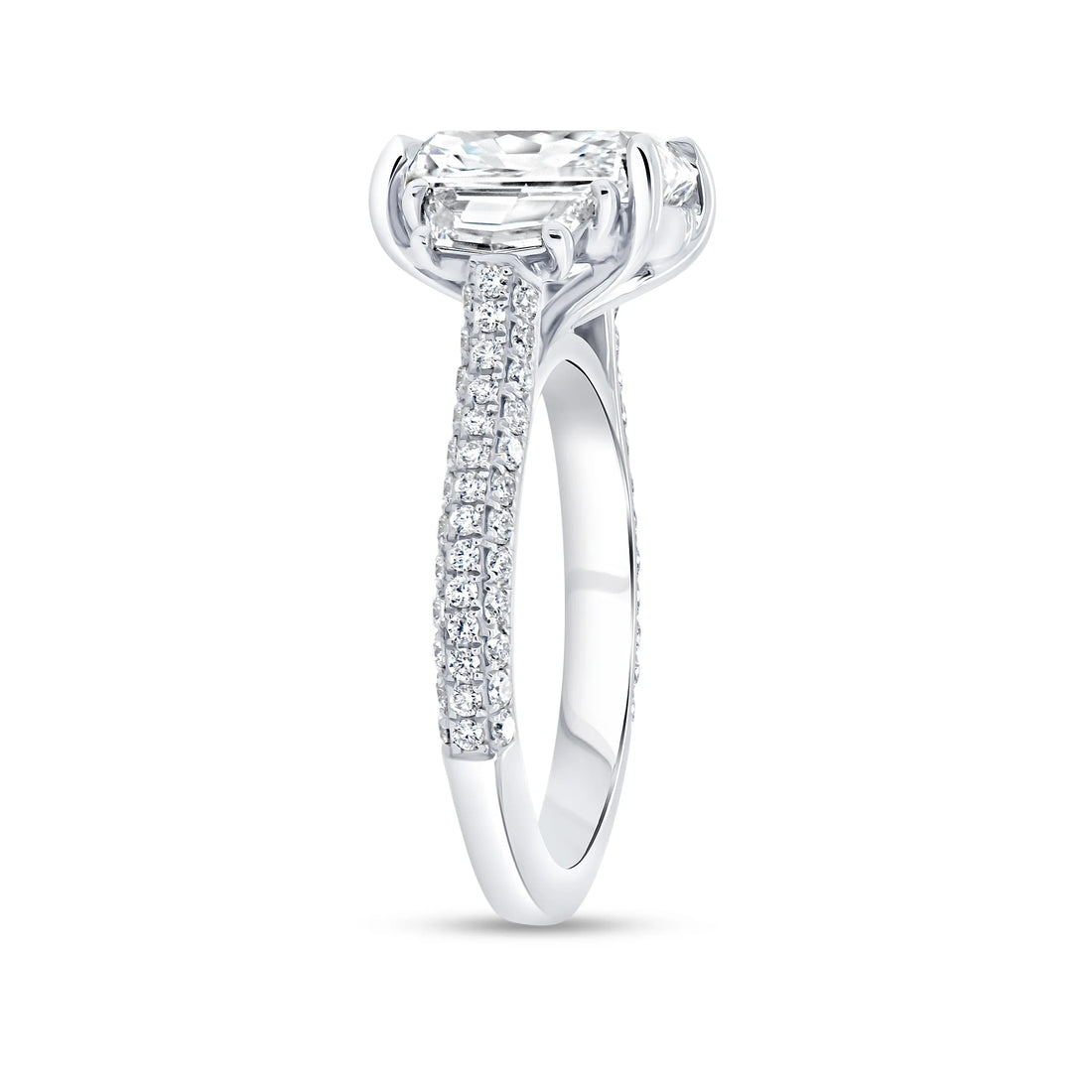 Uneek Signature Collection Three-Stone Radiant Diamond Engagement Ring
