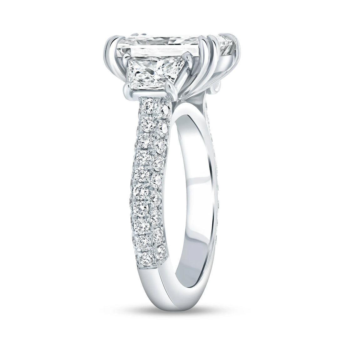 Uneek Signature Collection Three-Stone Radiant Diamond Engagement Ring