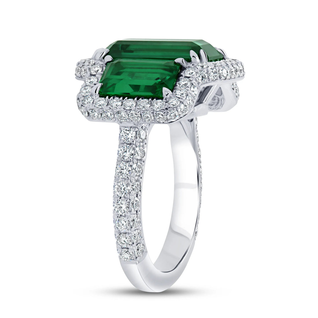 Uneek Precious Collection Emerald Cut Emerald Engagement Ring