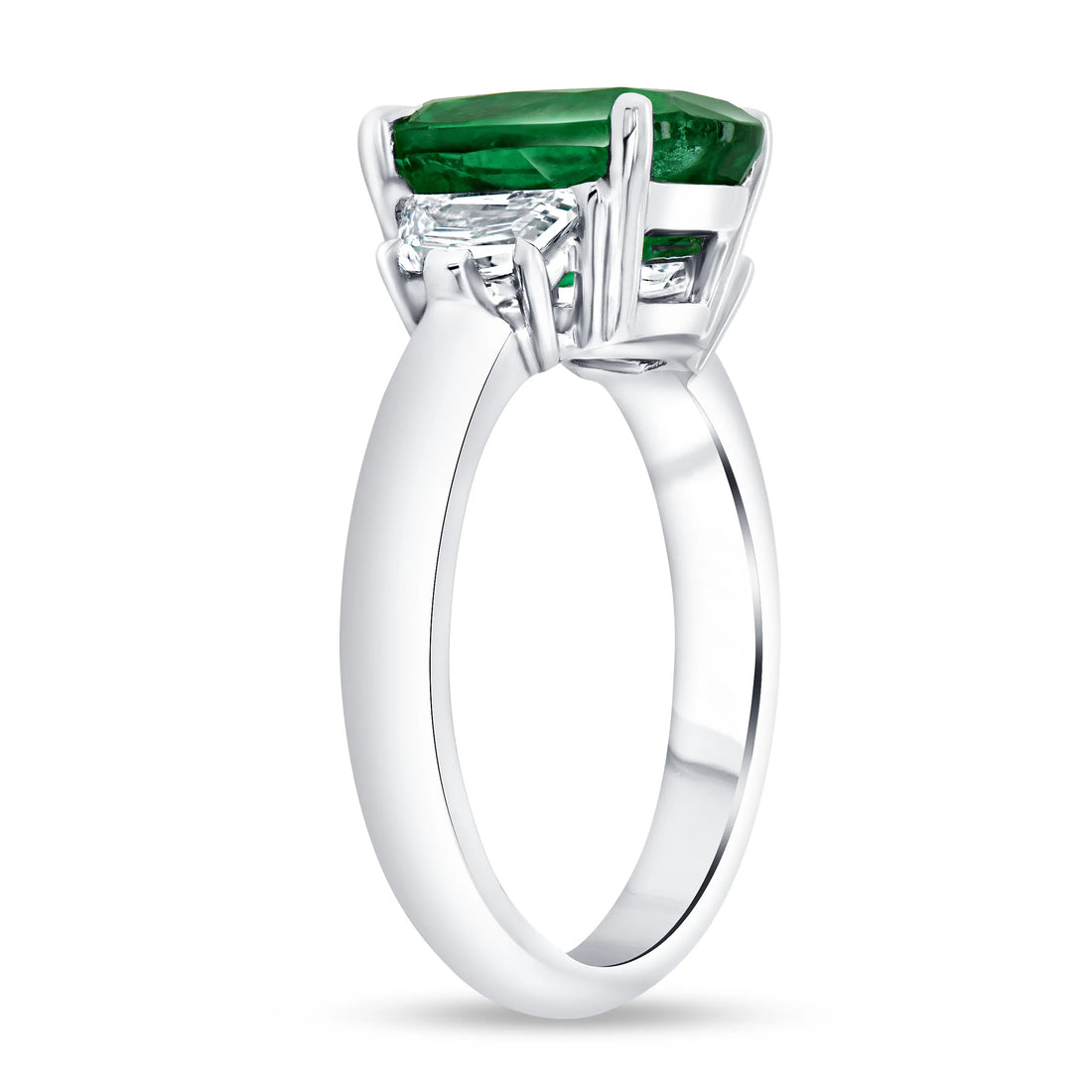 Uneek Precious Collection Three-Stone Oval Shaped Emerald Engagement Ring
