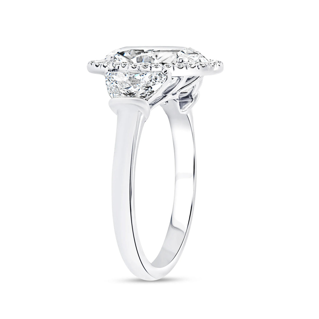 Uneek Signature Collection Three-Stone Oval Shaped Diamond Engagement Ring