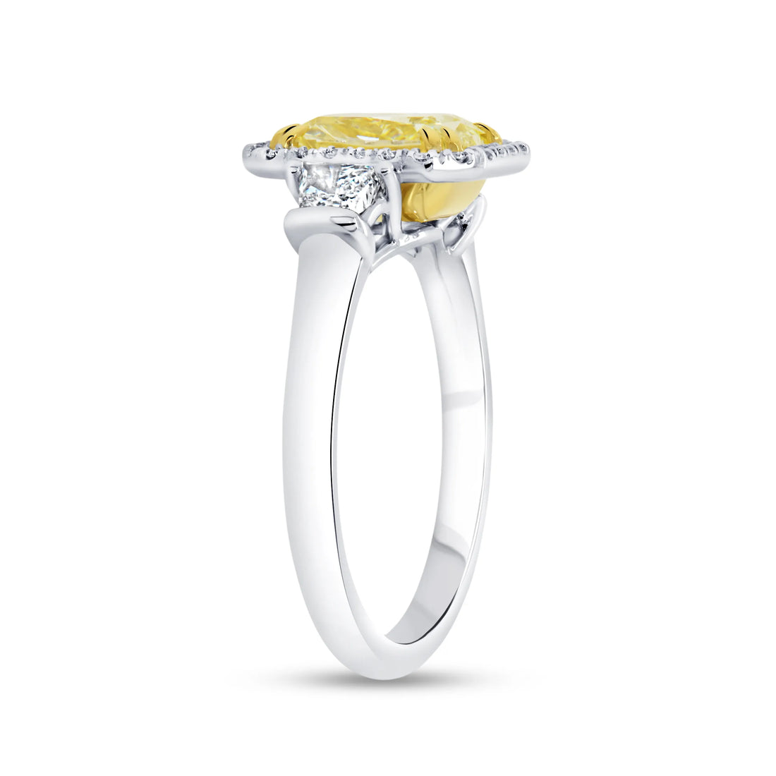 Uneek Natureal Collection Three-Stone Radiant Fancy Light Yellow Diamond Engagement Ring