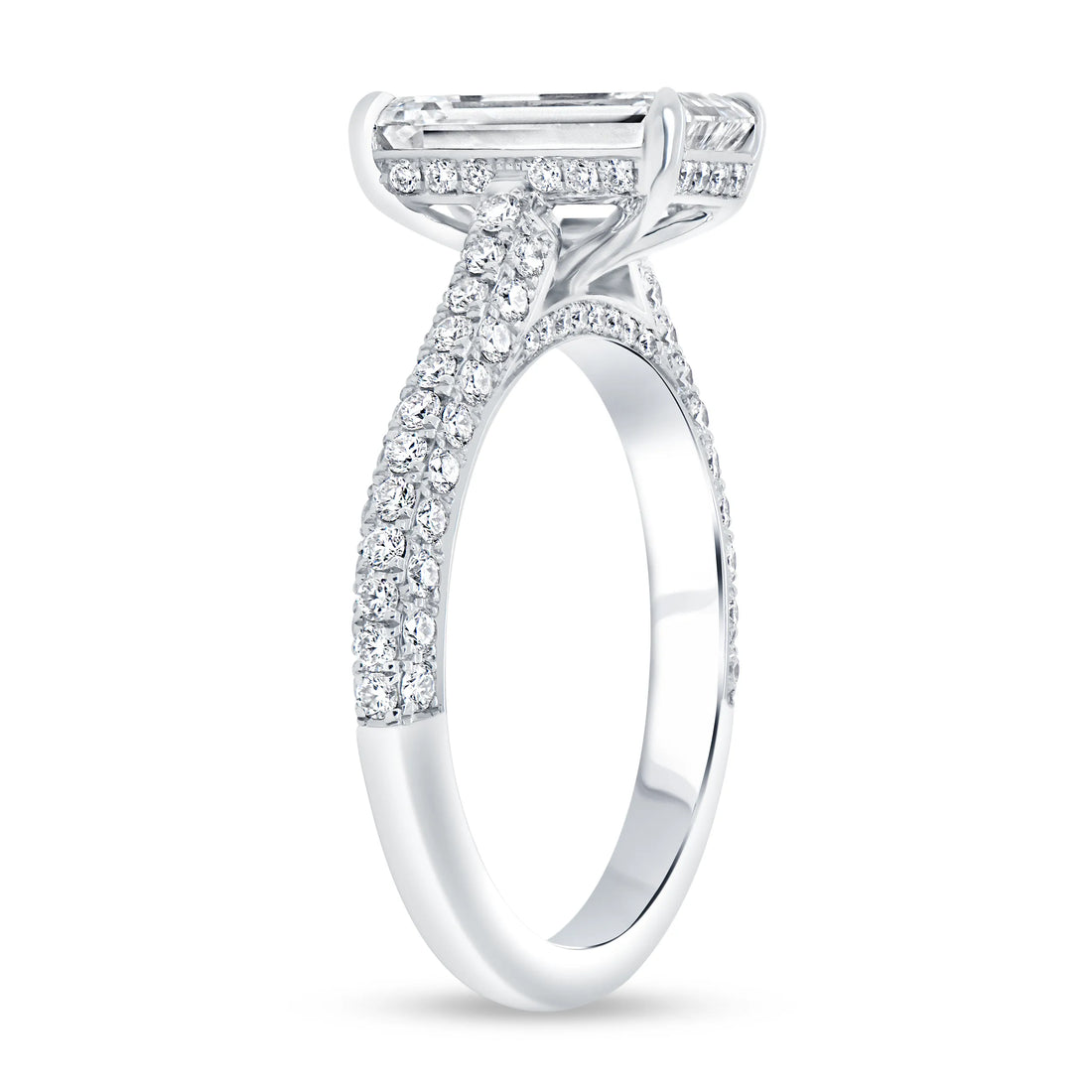 Uneek Signature Collection Straight Emerald Cut Diamond Engagement Ring