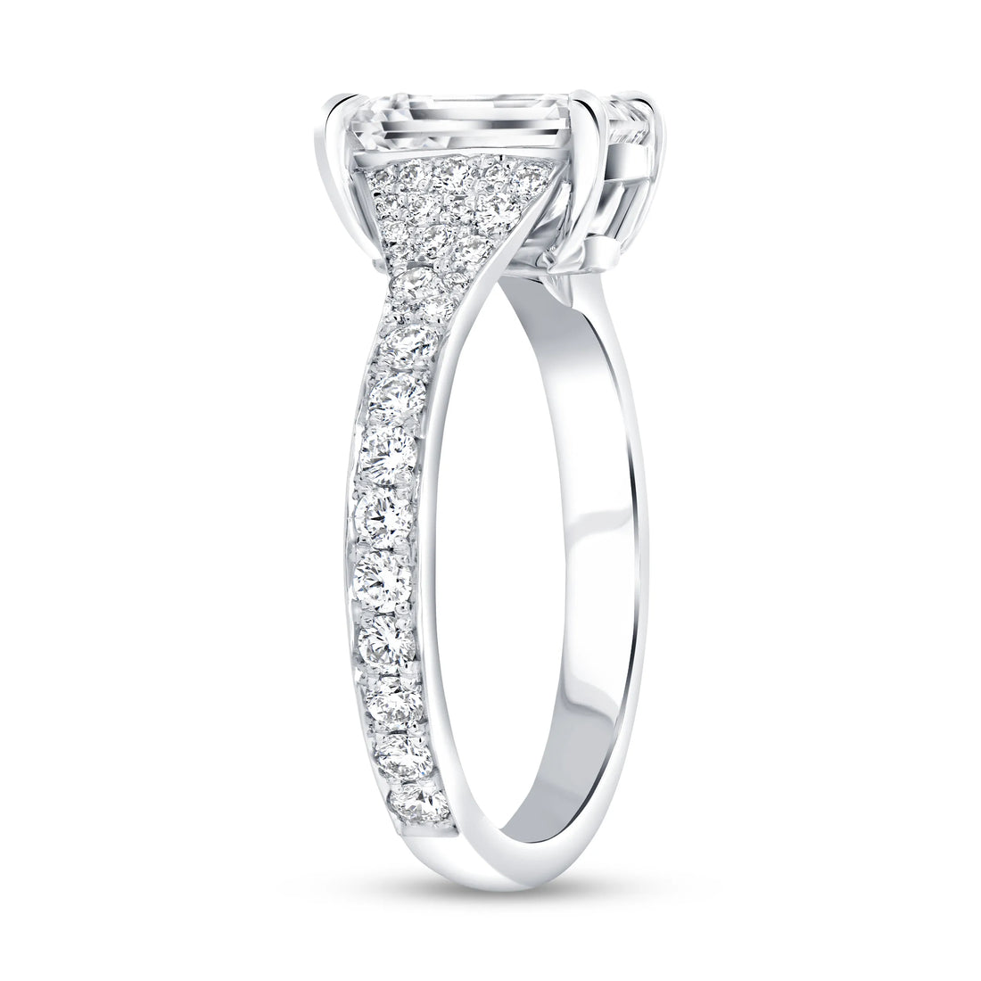 Uneek Signature Collection Cathedral Emerald Cut Diamond Engagement Ring