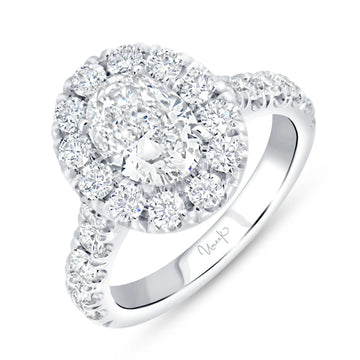 Uneek Signature Collection Halo Oval Shaped Diamond Engagement Ring