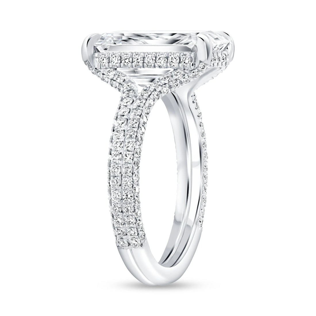 Uneek Signature Collection Split Emerald Cut Diamond Engagement Ring