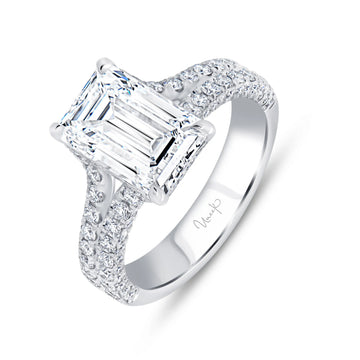 Uneek Signature Collection Split Emerald Cut Diamond Engagement Ring