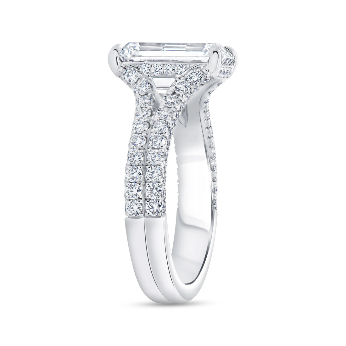 Uneek Signature Collection Split Emerald Cut Diamond Engagement Ring