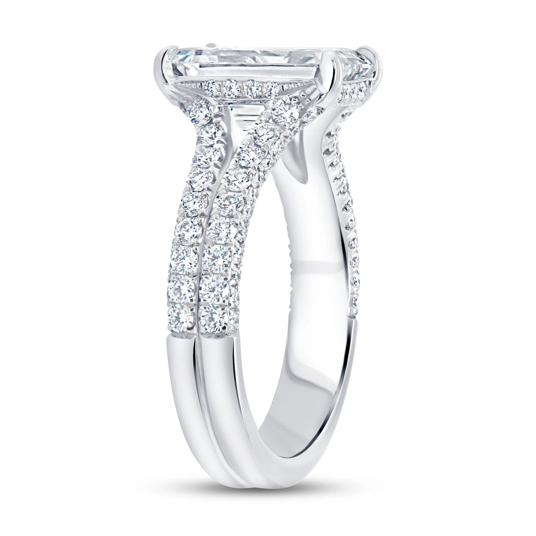 Uneek Signature Collection Split Emerald Cut Diamond Engagement Ring