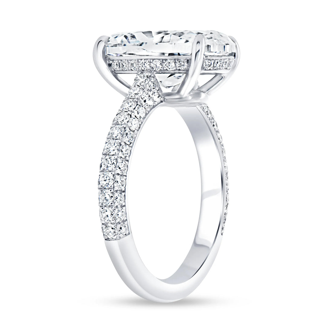 Uneek Signature Collection 3-Sided Oval Shaped Diamond Engagement Ring