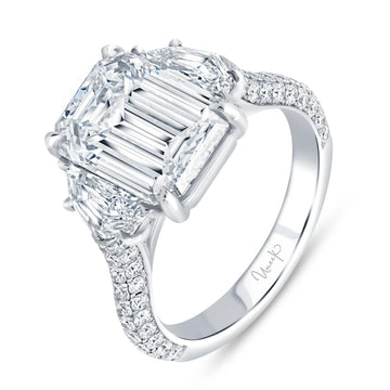 Uneek Signature Collection 3-Sided Emerald Cut Diamond Engagement Ring
