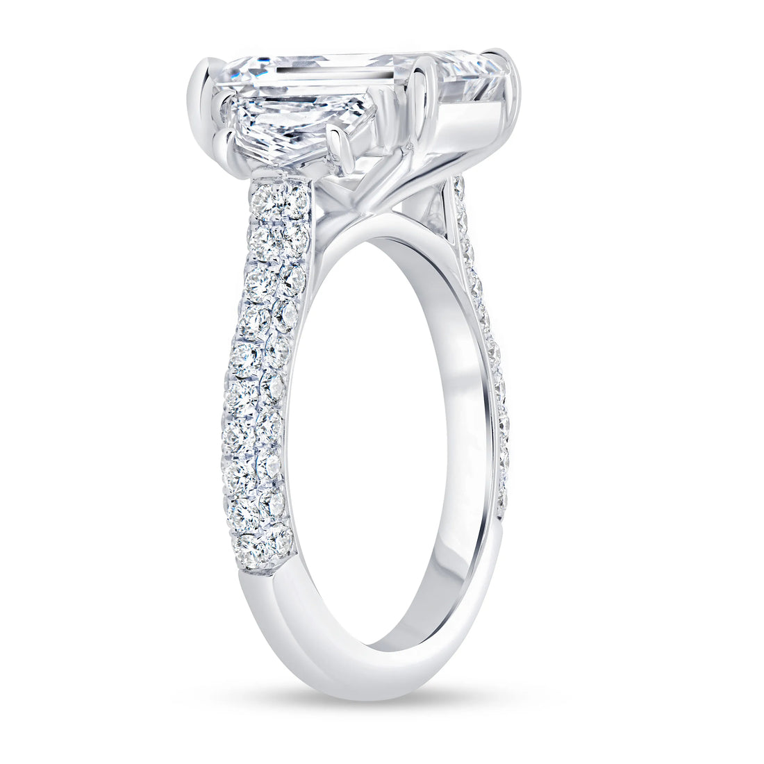 Uneek Signature Collection 3-Sided Emerald Cut Diamond Engagement Ring