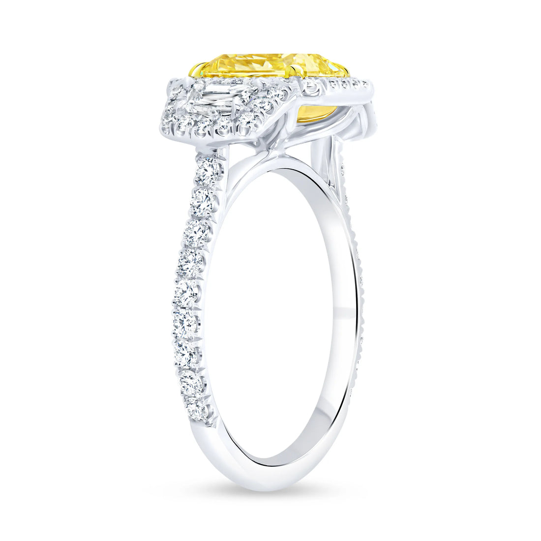 Uneek Natureal Collection Three-Stone Radiant Yellow Diamond Engagement Ring