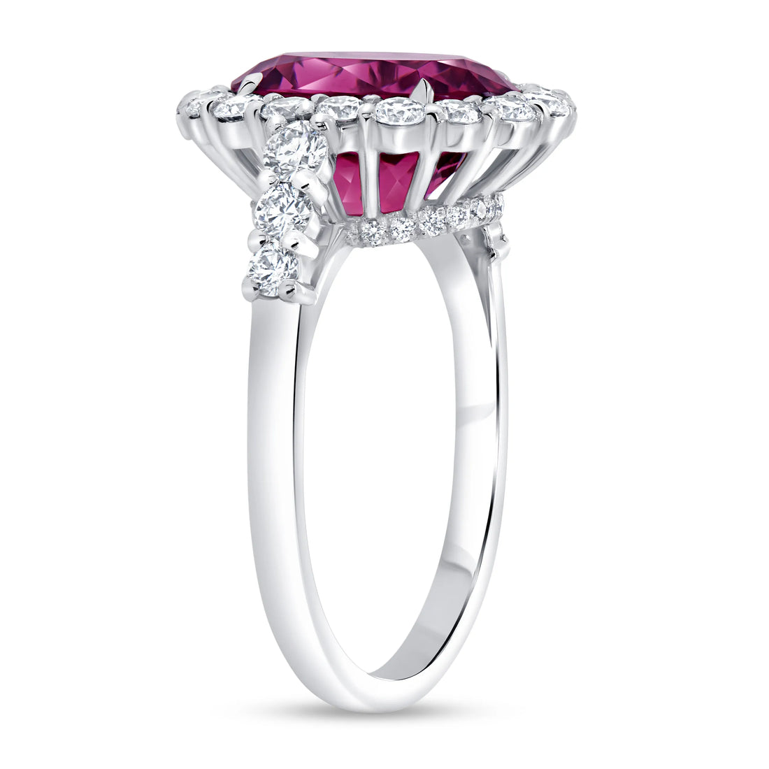 Uneek Precious Collection Halo Oval Shaped Pink Tourmaline Engagement Ring