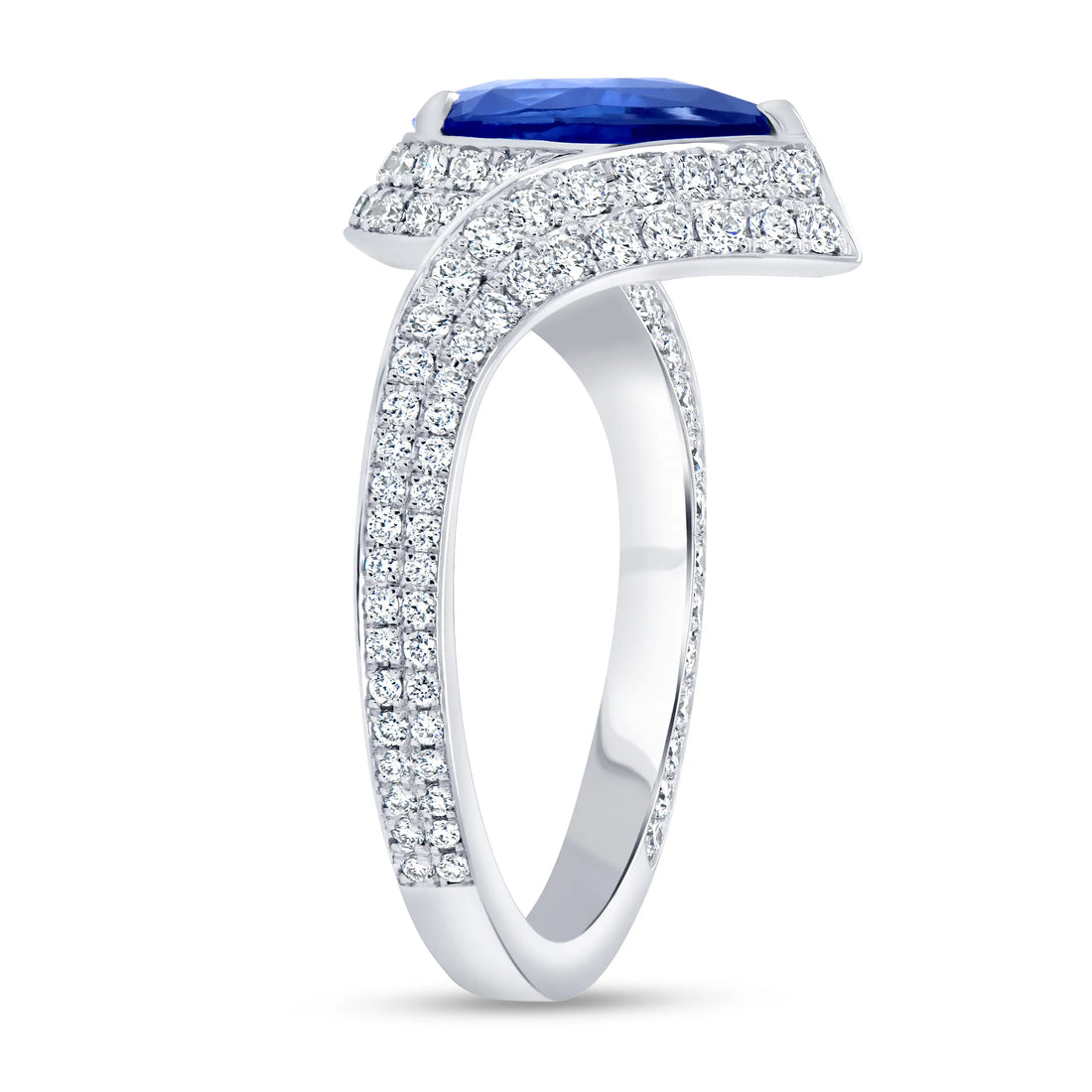 Uneek Precious Collection Bypass Pear Shaped Blue Sapphire Engagement Ring