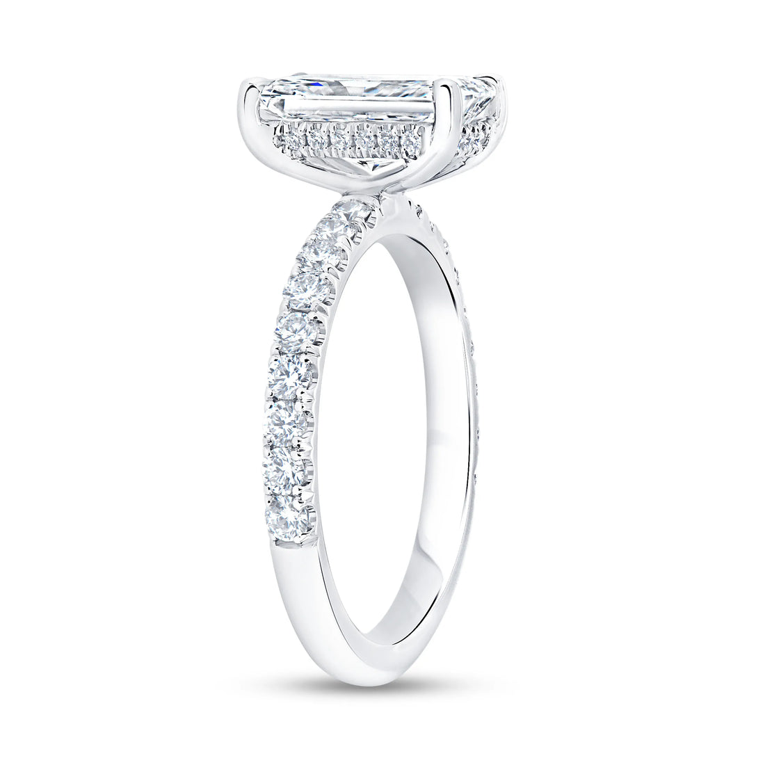 Uneek Signature Collection Under-Halo Emerald Cut Diamond Engagement Ring