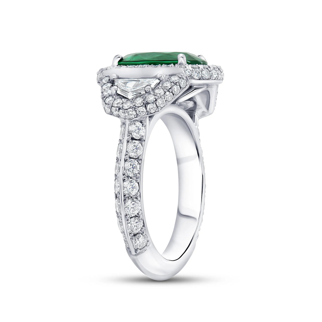 Uneek Precious Collection Halo Oval Shaped Green Diamond Engagement Ring