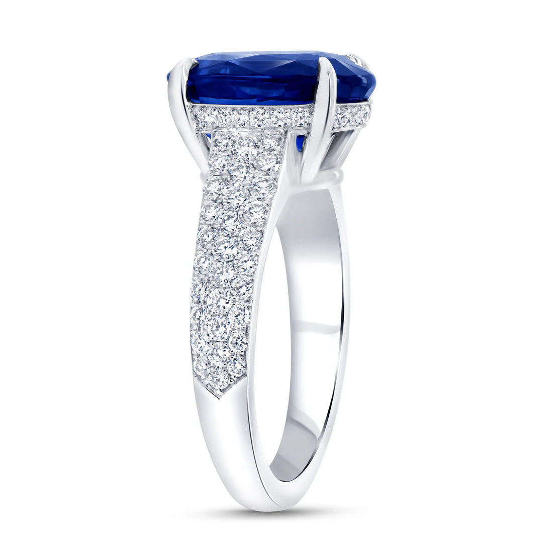 Uneek Precious Collection Tapered Oval Shaped Tanzanite Engagement Ring