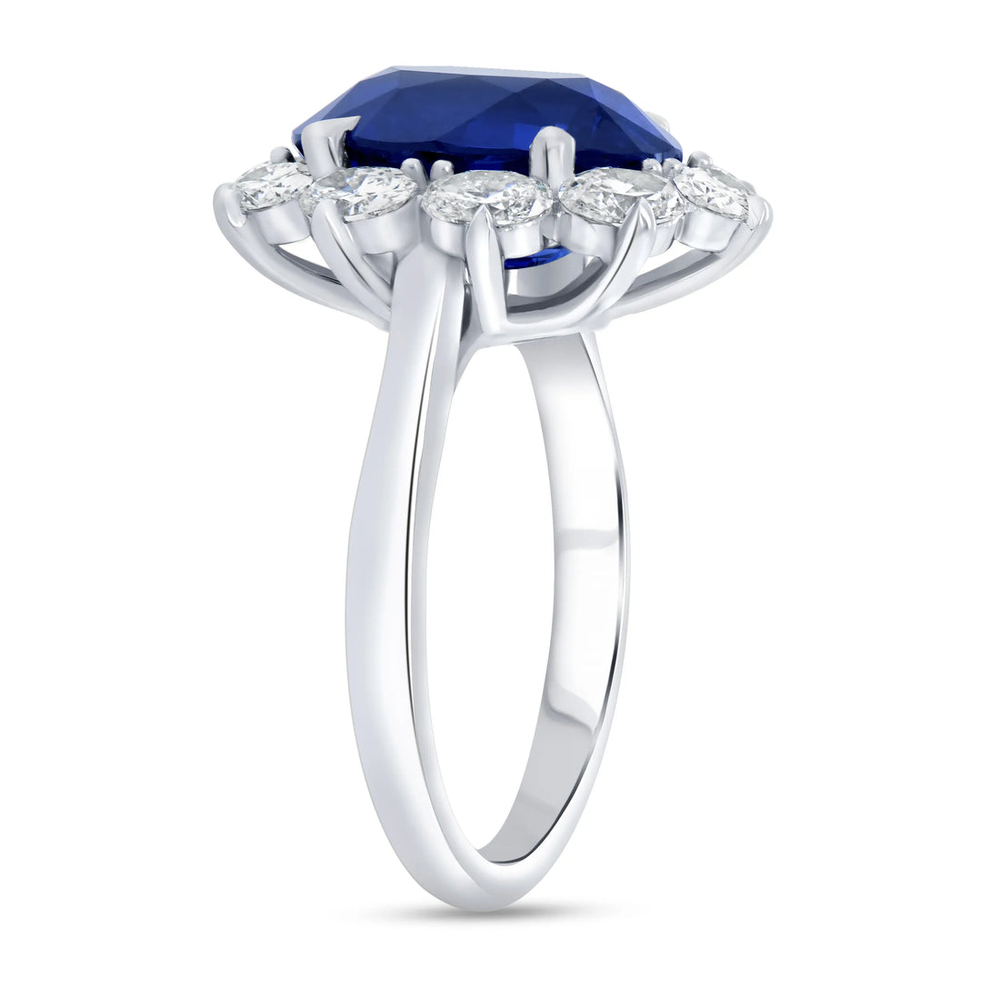 Uneek Precious Collection Halo Oval Shaped Blue Sapphire Engagement Ring