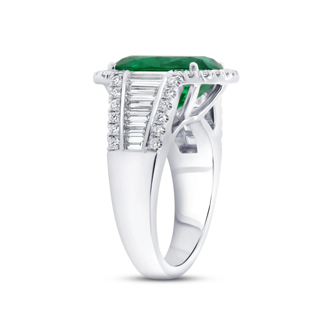 Uneek Precious Collection Halo Cushion Cut Emerald Engagement Ring