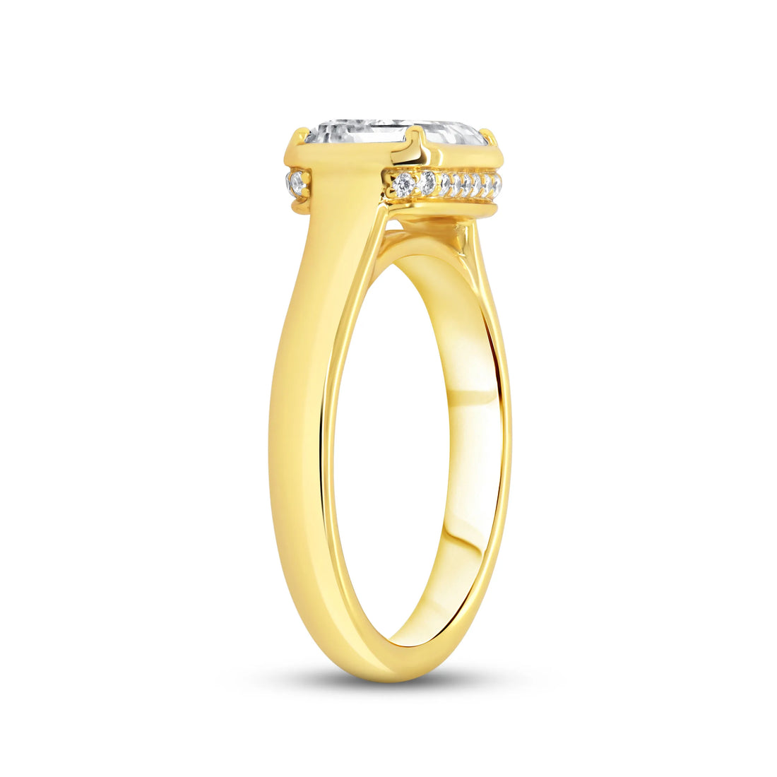 Uneek Alexandria Collection Bezel Emerald Cut Engagement Ring