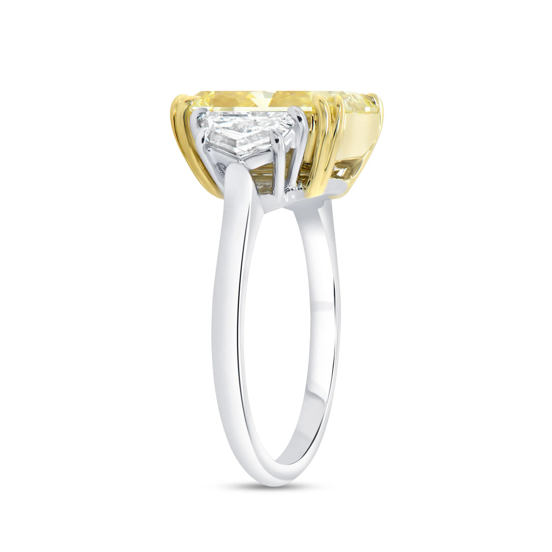 Uneek Natureal Collection Three-Stone Radiant Fancy Yellow Diamond Engagement Ring