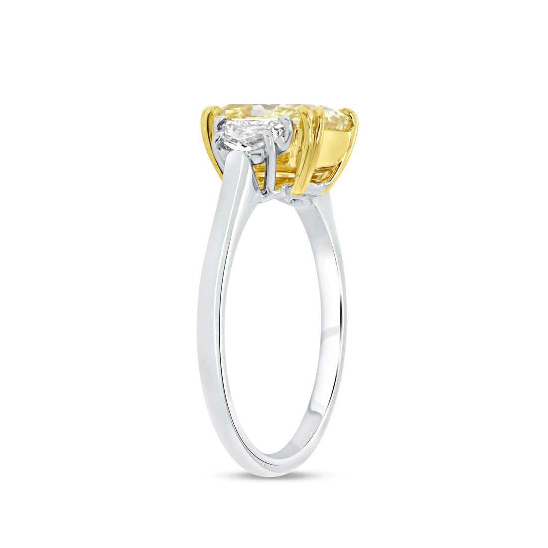Uneek Natureal Collection Three-Stone Radiant Fancy Yellow Diamond Engagement Ring