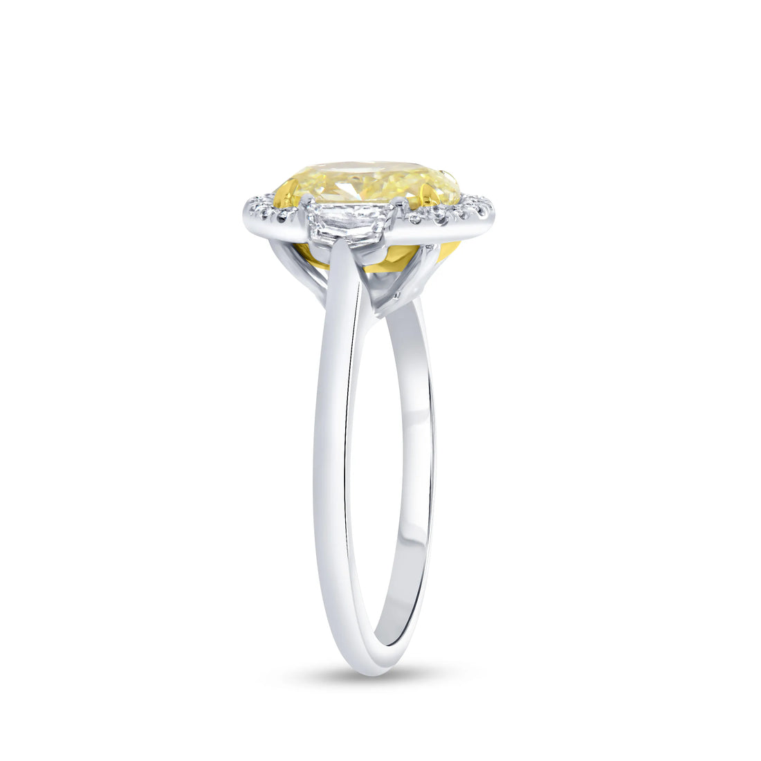Uneek Natureal Collection Halo Oval Shaped Fancy Light Yellow Diamond Engagement Ring
