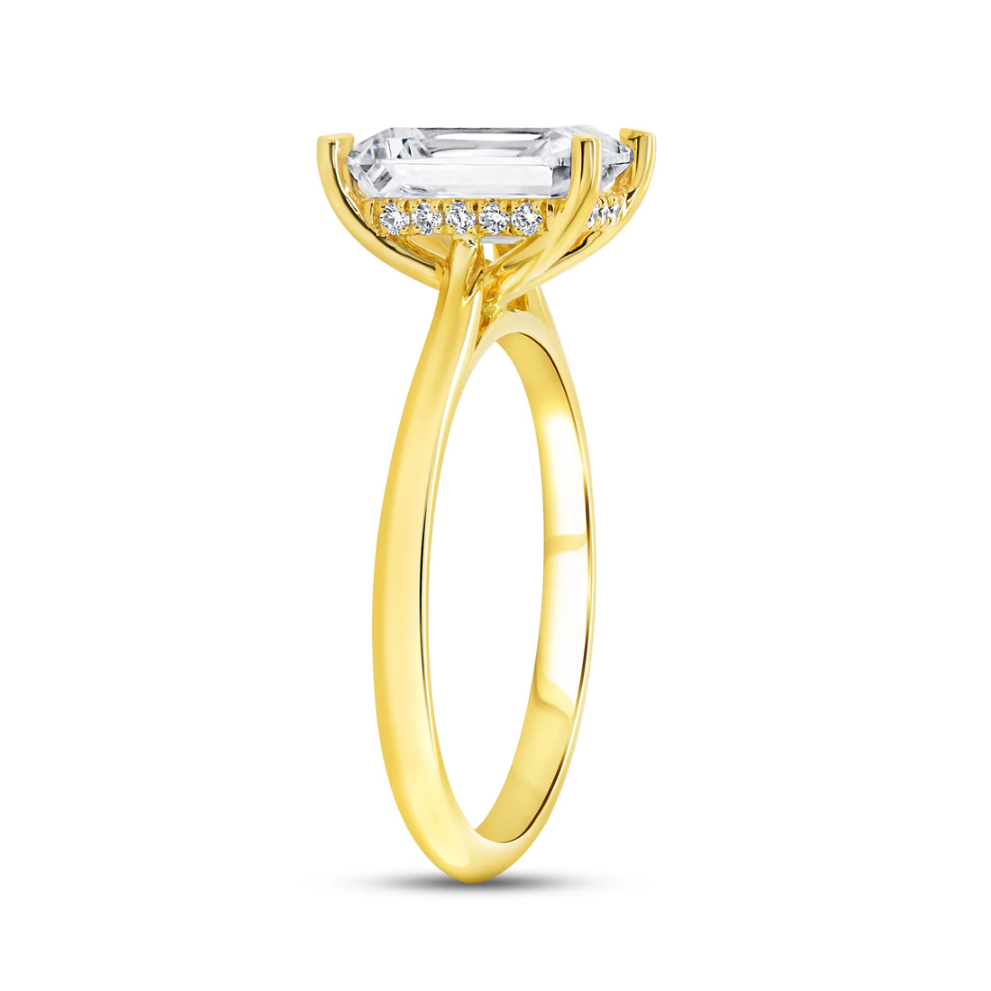 Uneek Timeless Collection Under-Halo Emerald Cut Engagement Ring
