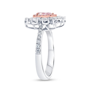 Uneek Natureal Collection Double-Halo Pear Shaped Pink Diamond Engagement Ring