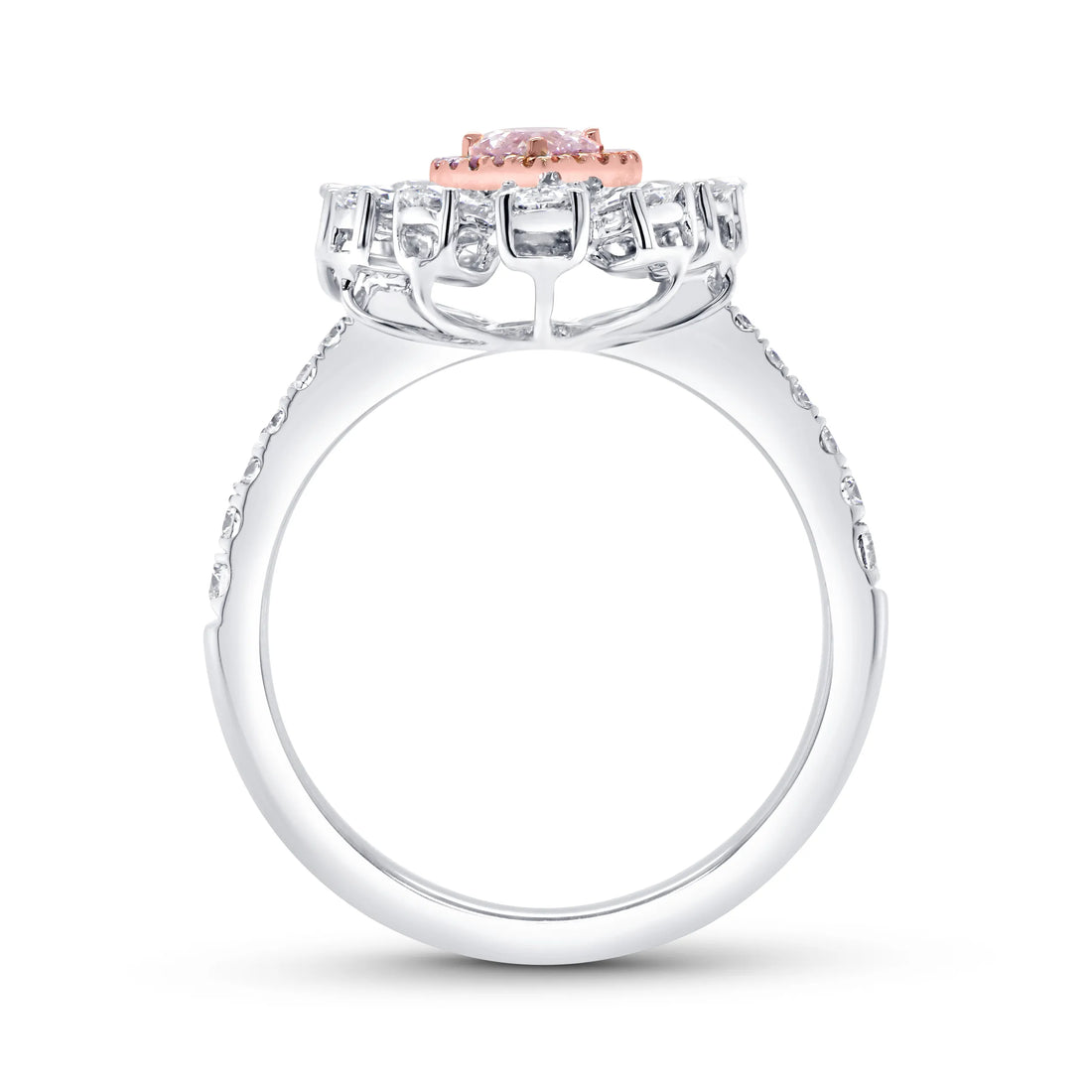 Uneek Natureal Collection Double-Halo Pear Shaped Pink Diamond Engagement Ring