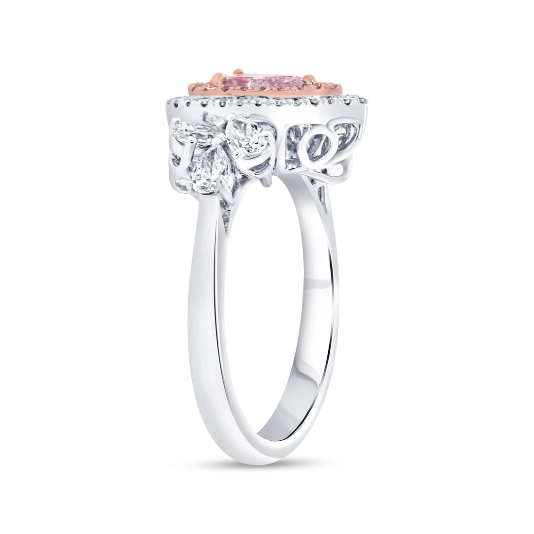 Uneek Natureal Collection Double-Halo Pear Shaped Pink Diamond Engagement Ring