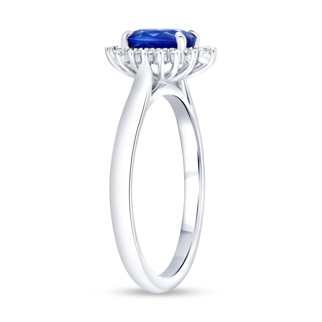 Uneek Precious Collection Halo Oval Shaped Blue Sapphire Engagement Ring