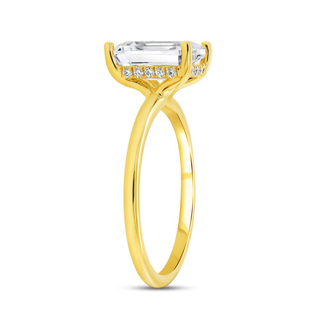 Uneek Timeless Collection Under-Halo Emerald Cut Diamond Engagement Ring