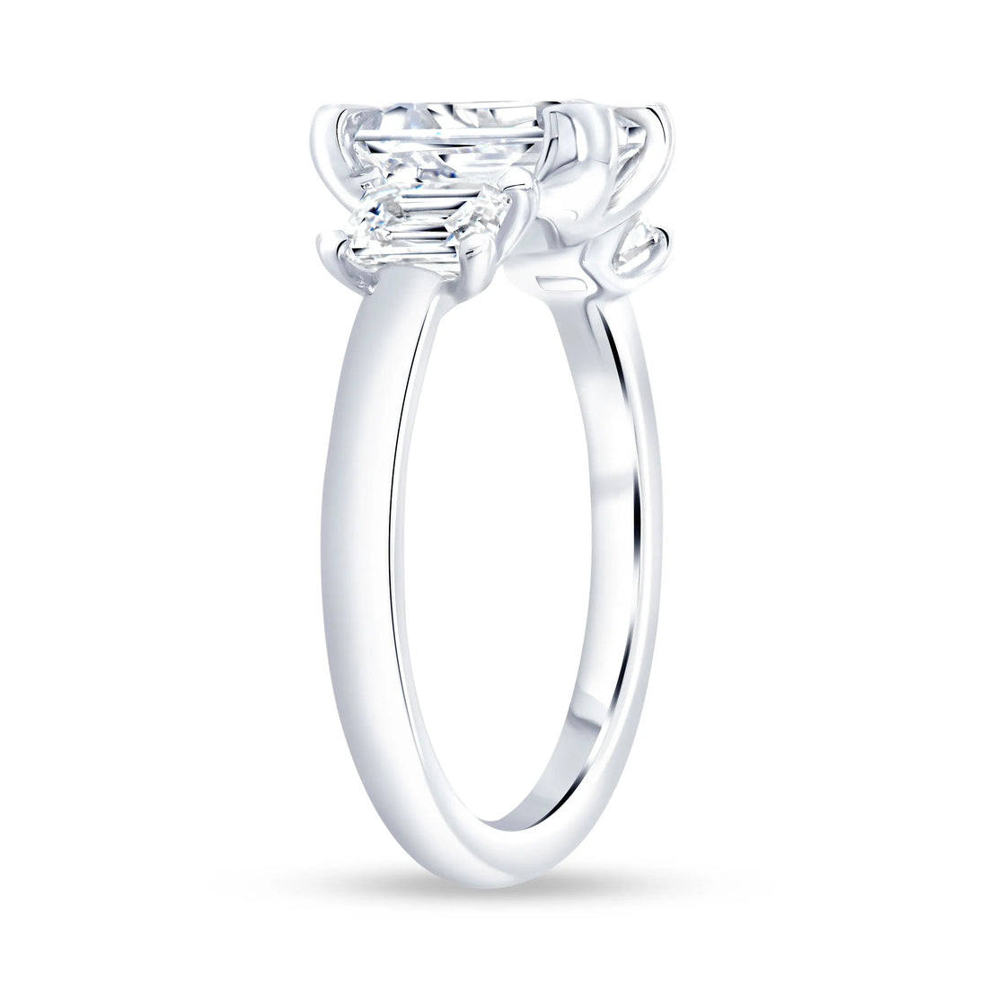 Uneek Alexandria Collection Three-Stone Emerald Cut Engagement Ring