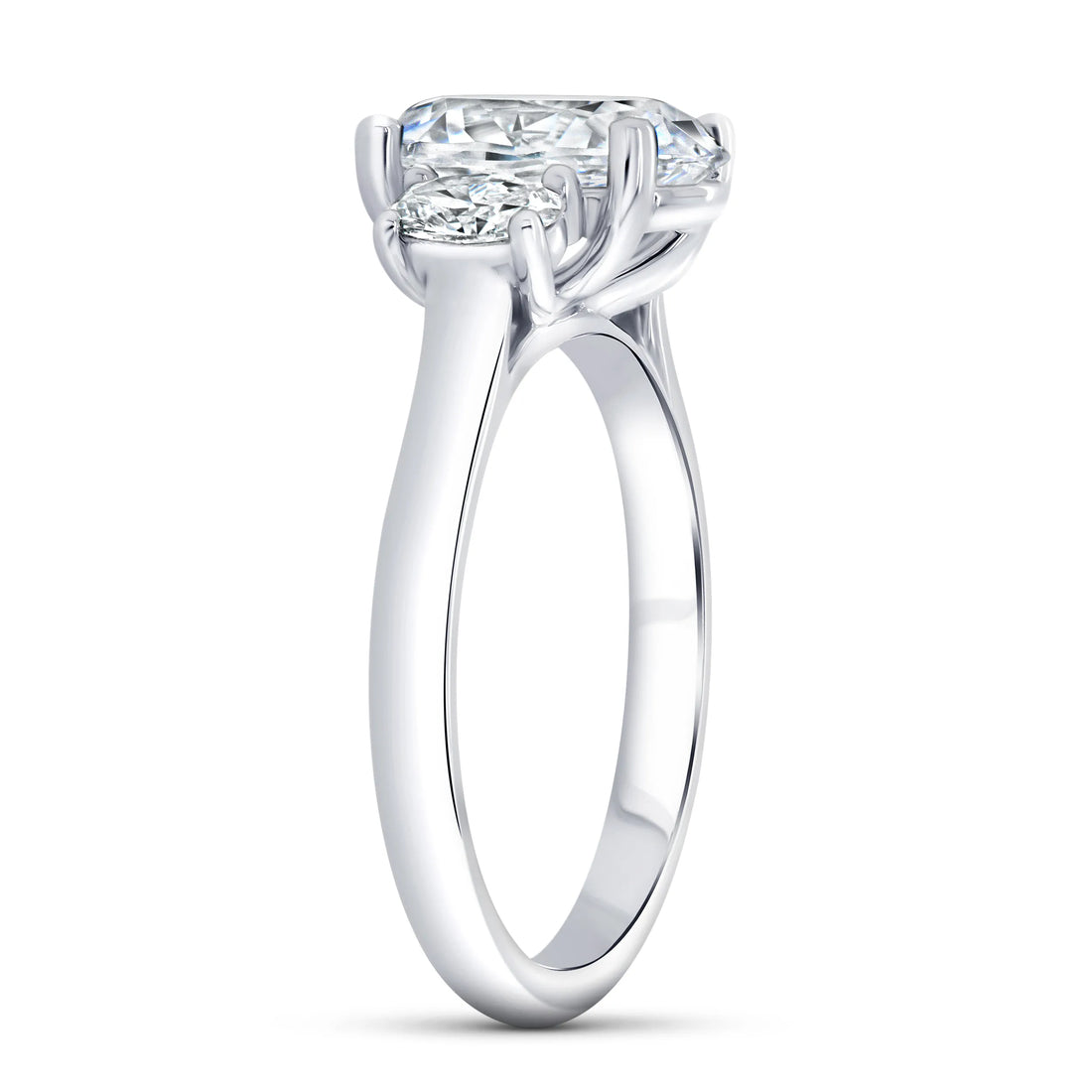 Uneek Timeless Collection Three-Stone Oval Shaped Engagement Ring