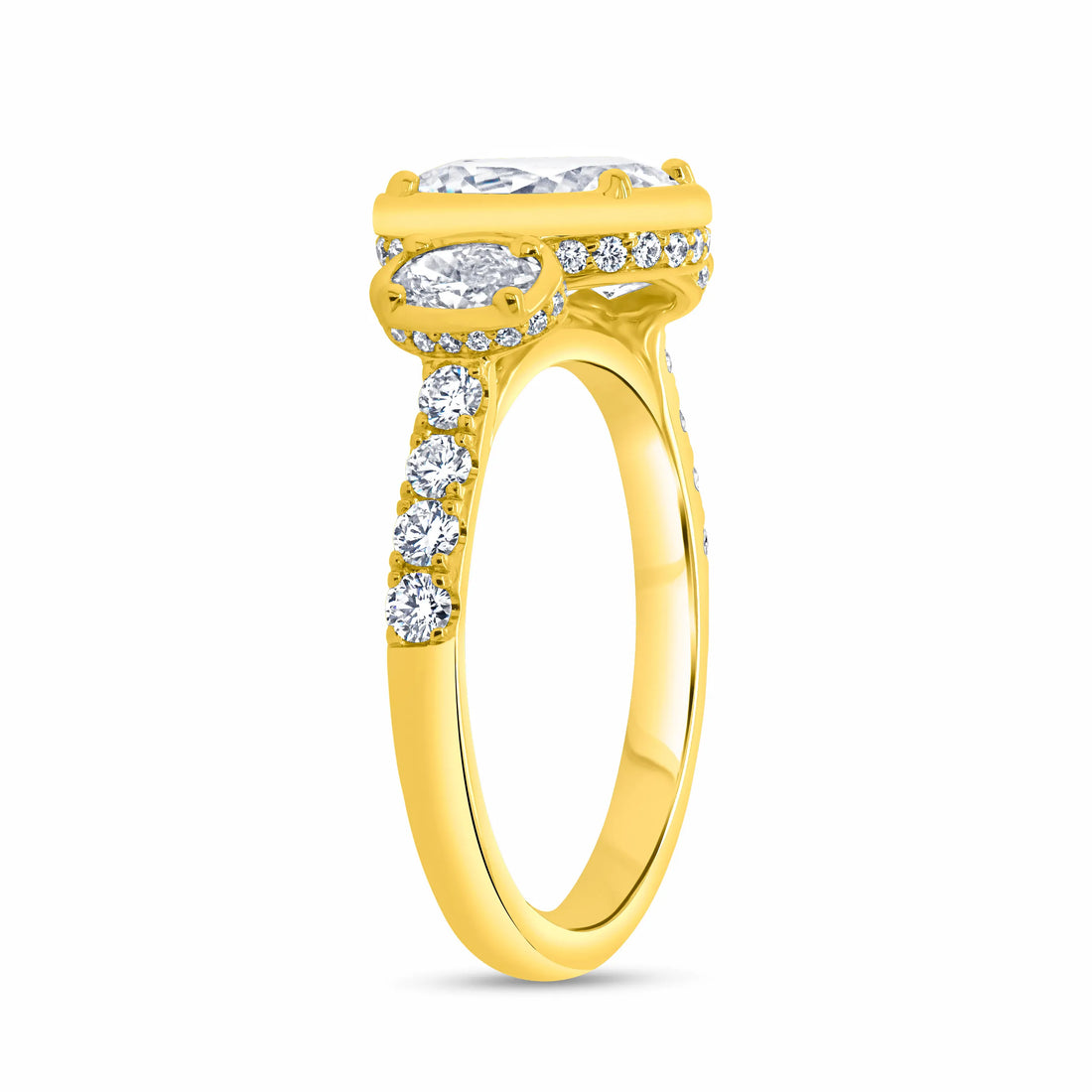Uneek Alexandria Collection Three-Stone Oval Shaped Engagement Ring