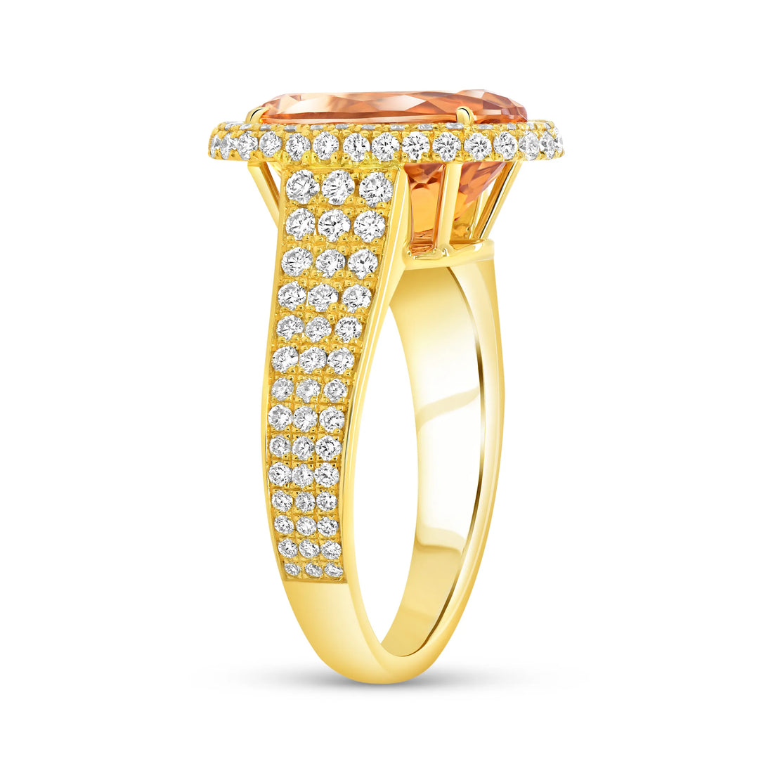 Uneek Precious Collection Halo Oval Shaped Topaz Engagement Ring