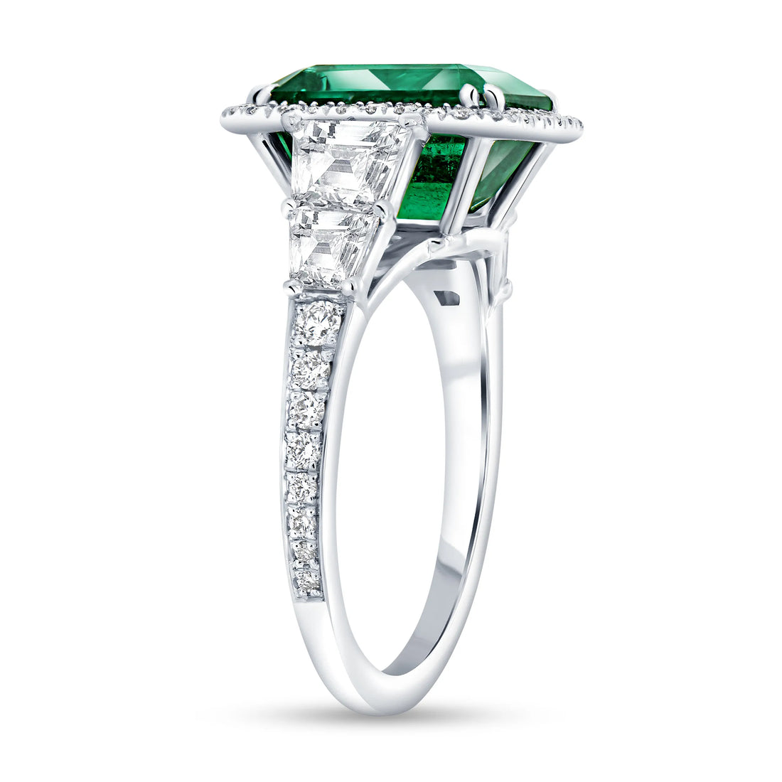 Uneek Precious Collection Halo Emerald Cut Emerald Engagement Ring